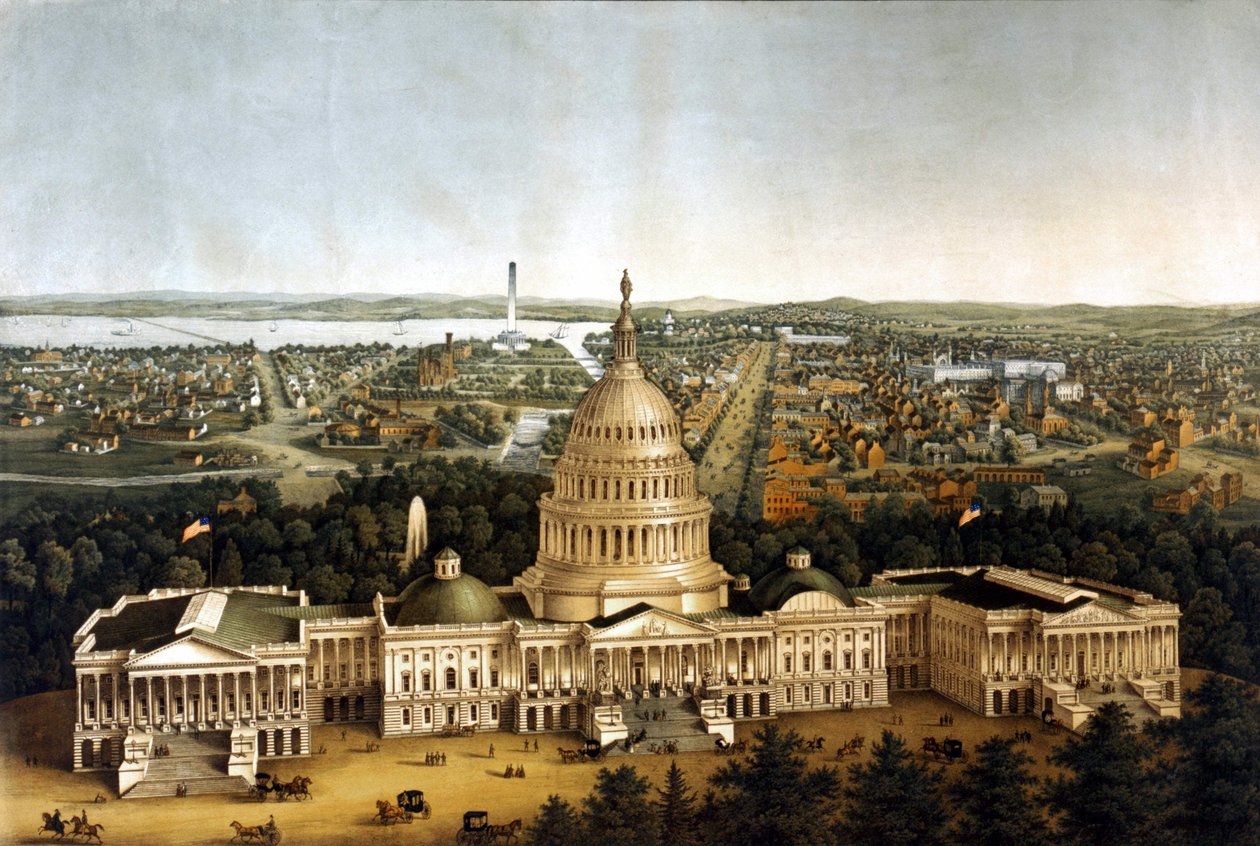 Veduta di Washington e della Casa Bianca in una rappresentazione del 1820 da Unknown artist