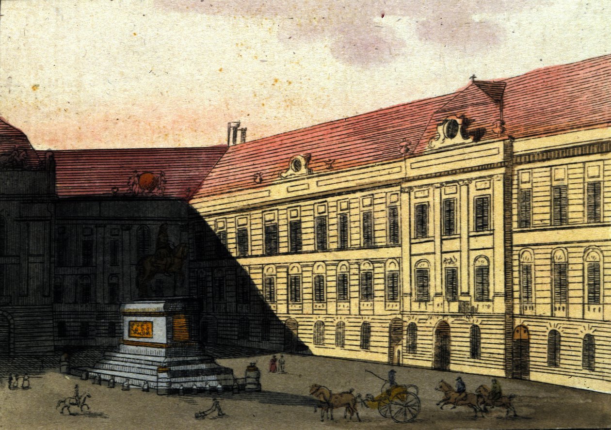 Veduta della Josephplatz a Vienna, Austria. Incisione del 1820 da Unknown artist