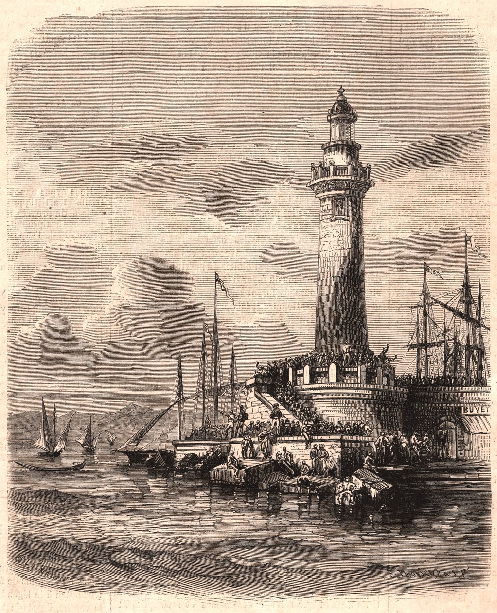 Vista del Faro di Pointe de Joliette a Marsiglia nel XIX secolo da Unknown