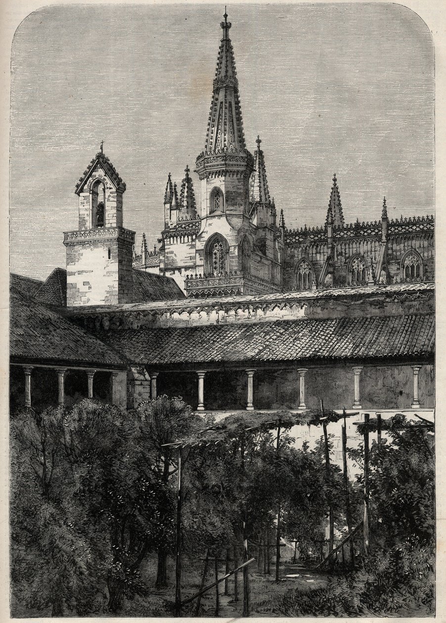 Veduta del Monastero di Batalha in Portogallo. Incisione in "The Illustrous Universe" da Unknown artist