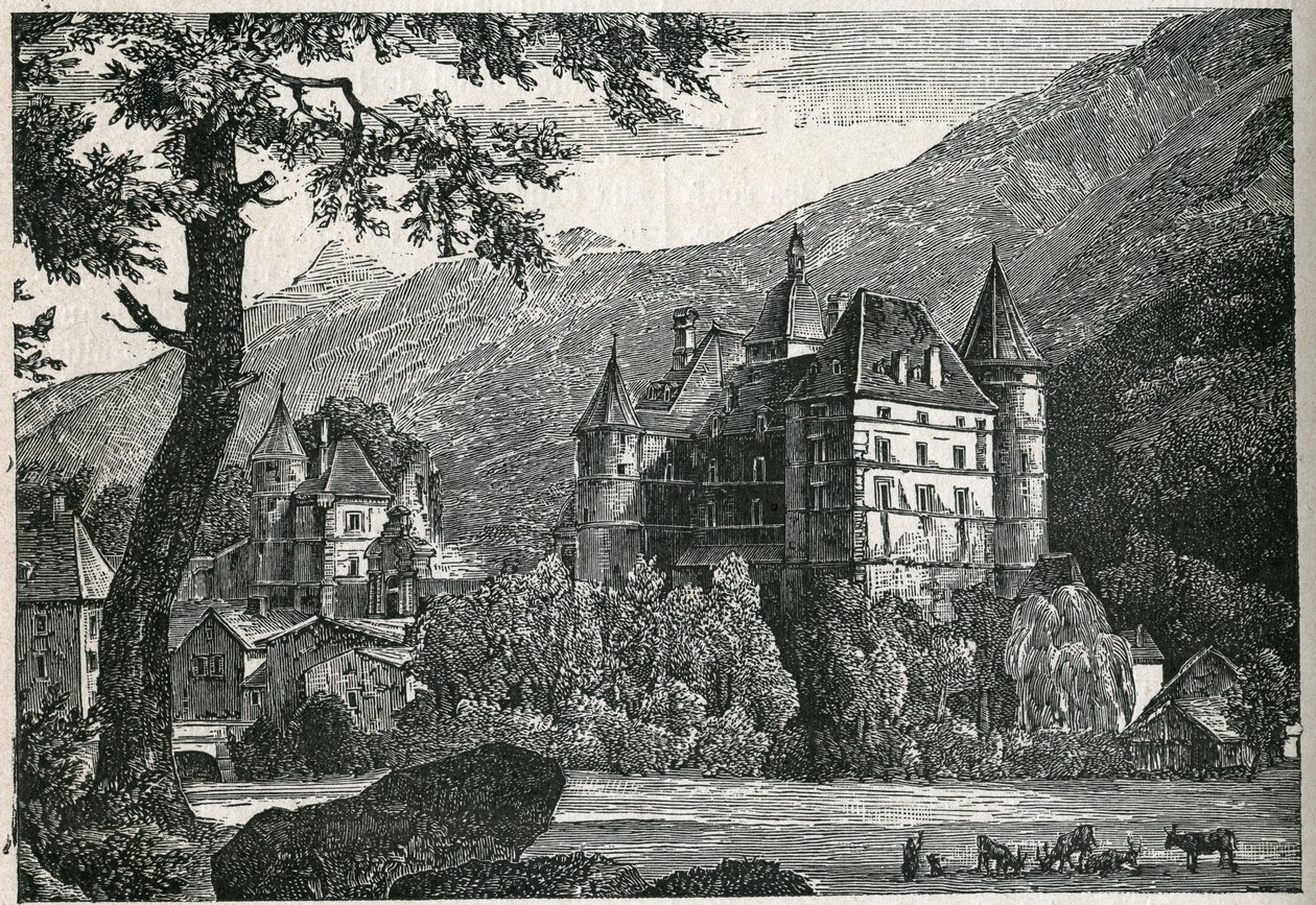 Veduta del castello di Vizille in Isère. da Unknown artist