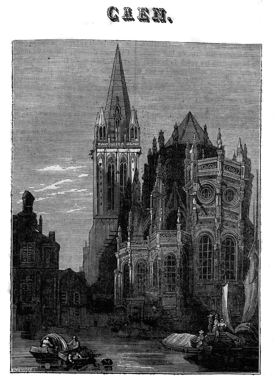 Veduta della città di Caen in Normandia nel XIX secolo da Unknown artist