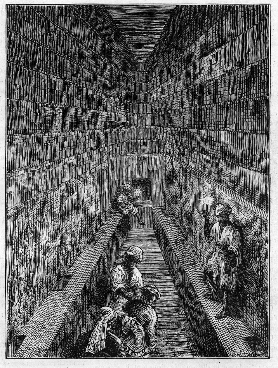Veduta della grande galleria della piramide di Cheope a Giza, Egitto. da Unknown artist