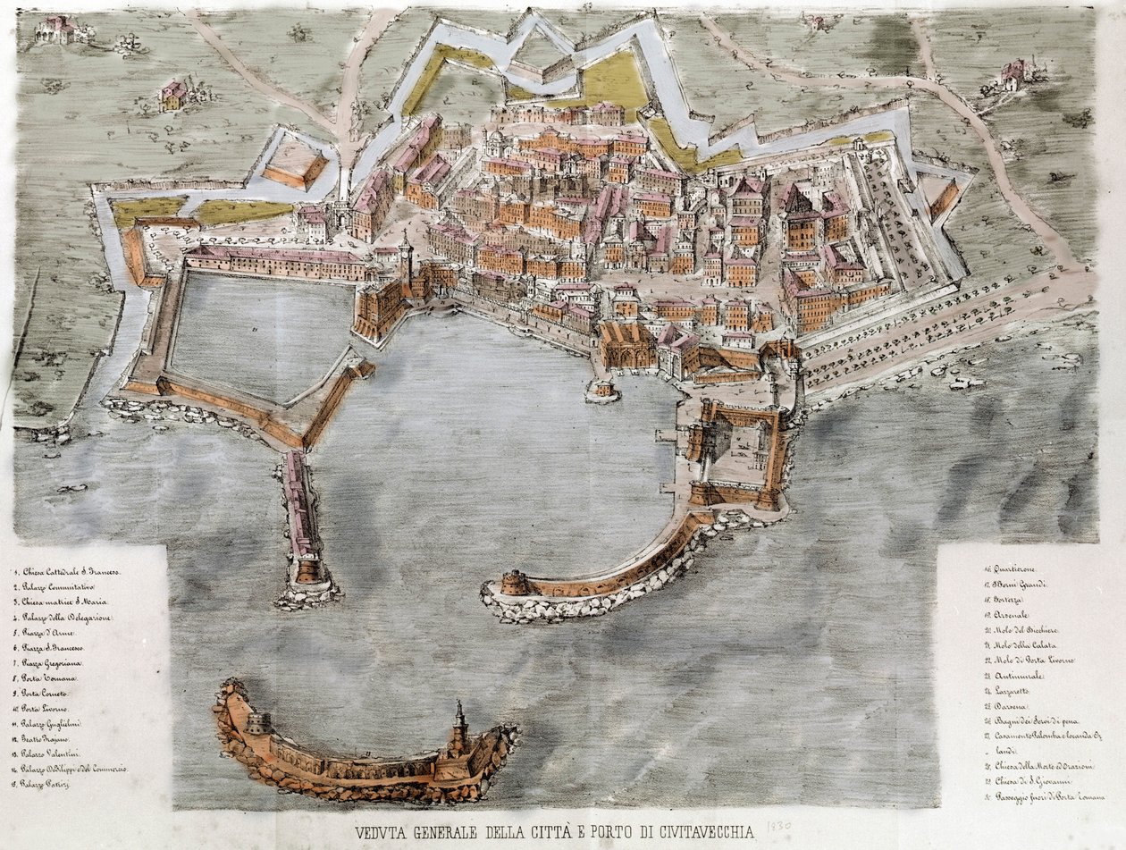 Veduta del porto di Civitavecchia vicino a Roma. XIX secolo da Unknown artist