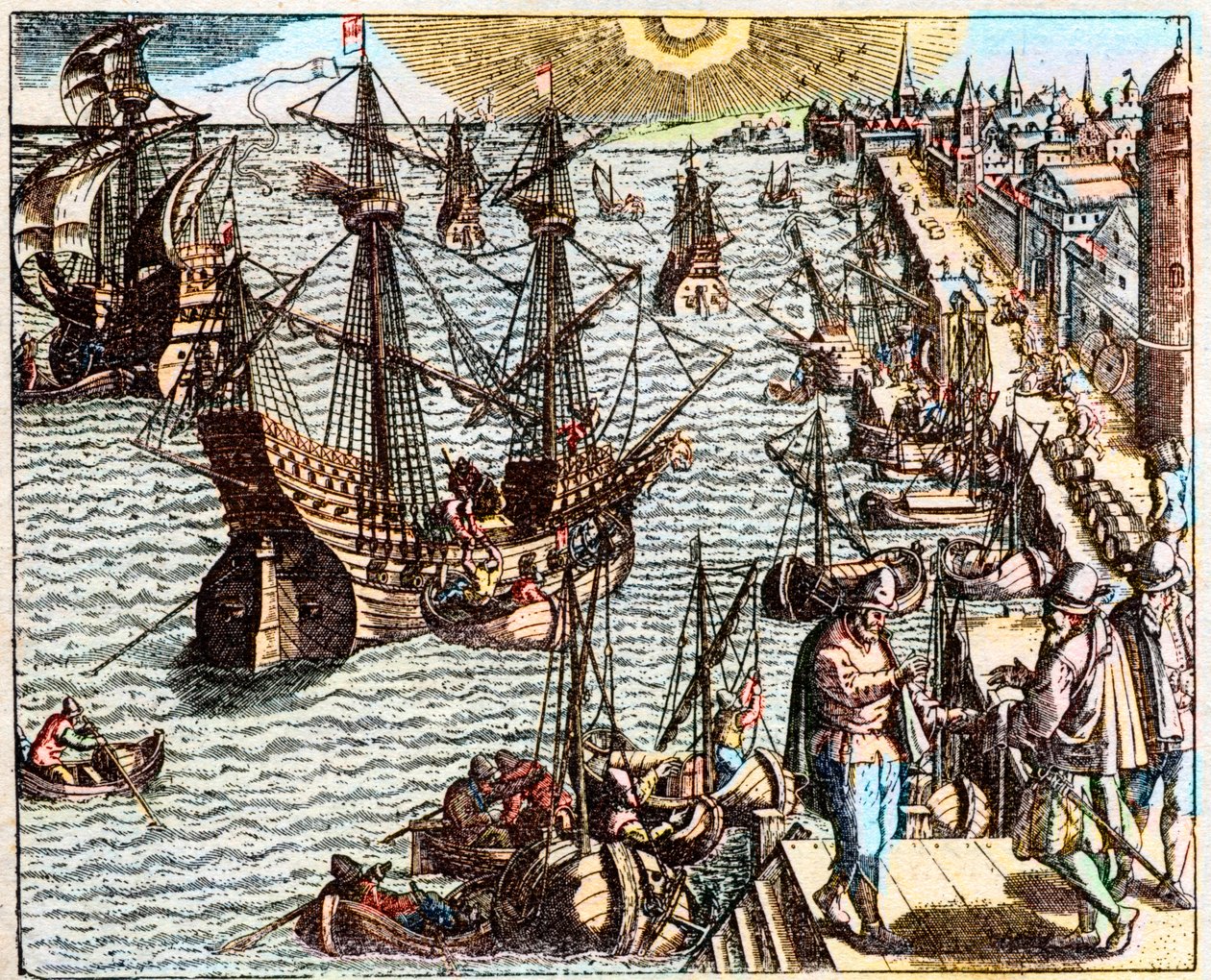 Veduta del porto di Lisbona nel XVI secolo da Unknown artist