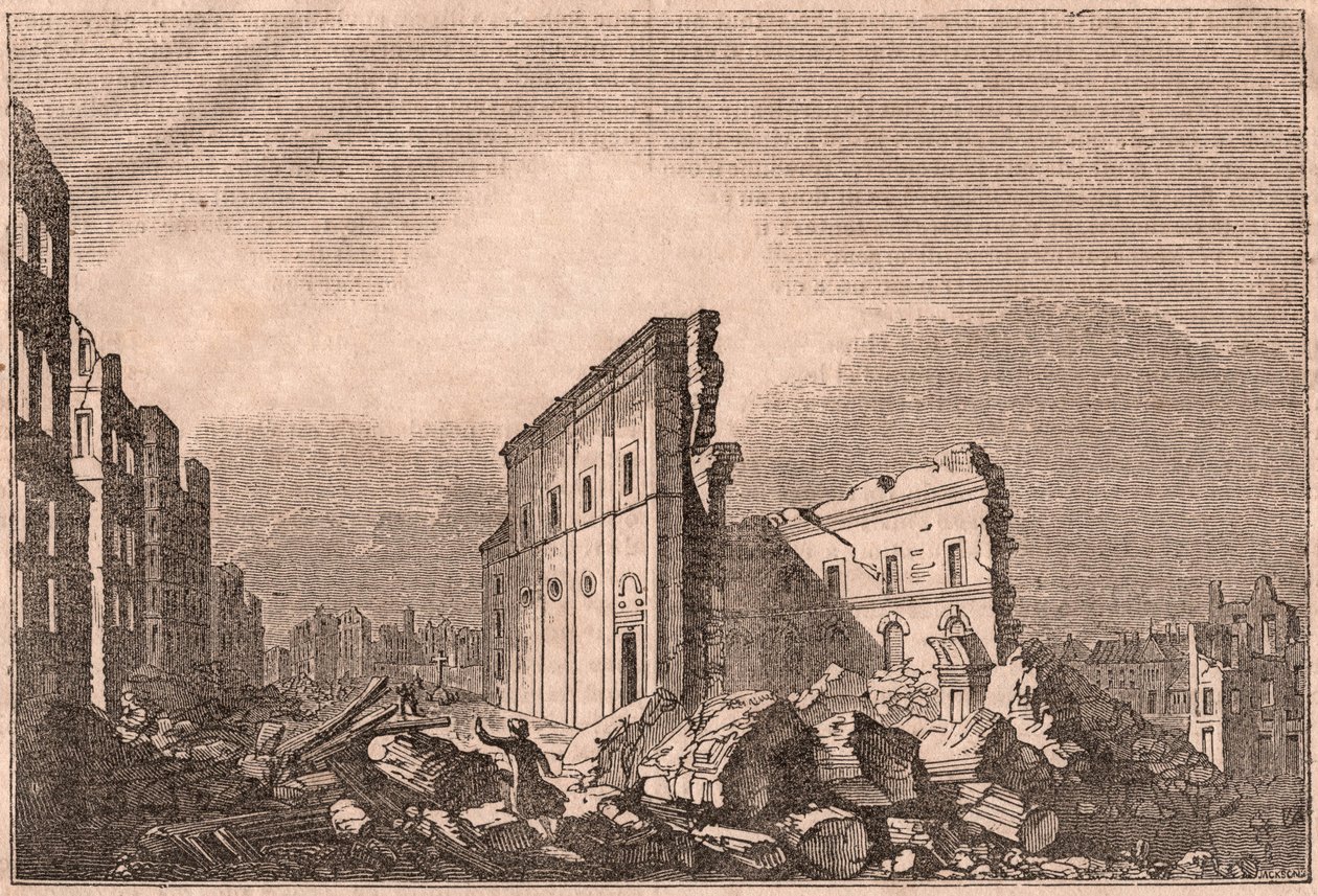 Veduta delle rovine di San Paolo, dopo il terremoto del 1755, Lisbona, Portogallo da Unknown