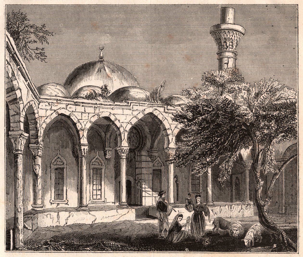 Vista delle rovine di una moschea a Payas (o Bayas) in Siria, vicino ad Aleppo da Unknown