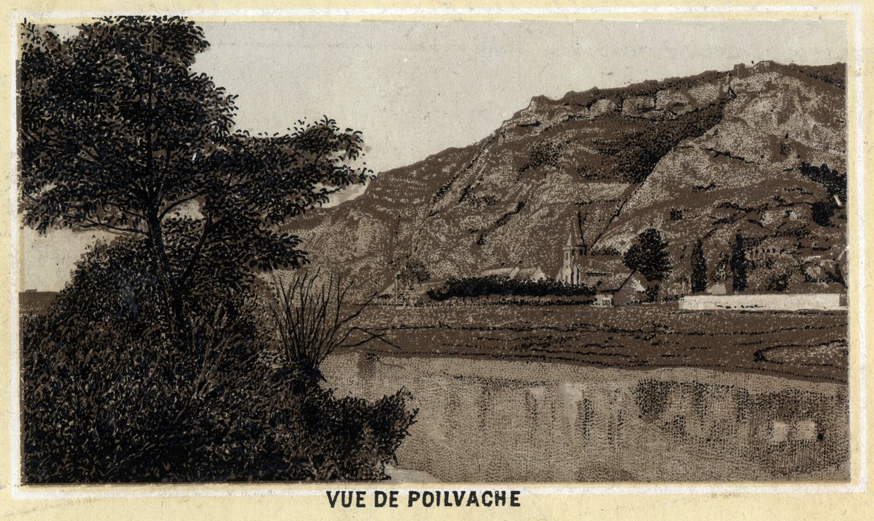 Veduta del villaggio di Poilvache, Valle della Mosa, Belgio. Cromolitografia della fine del XIX secolo da Unknown artist