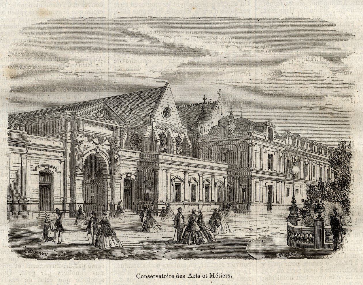 Vista del Conservatorio delle Arti e dei Mestieri (Cnam) a Parigi, rue Saint Martin a Parigi - (Vista sul Conservatorio delle arti e dei mestieri a Parigi - incisione in 