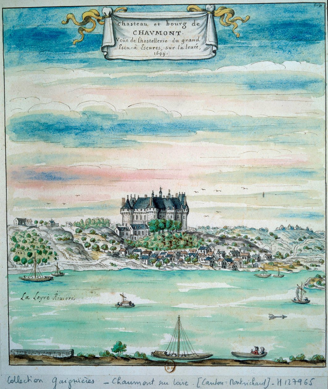 Vista del castello di Chaumont sur Loire. Acquerello anonimo del 1699. Parigi, B.N. da Unknown artist