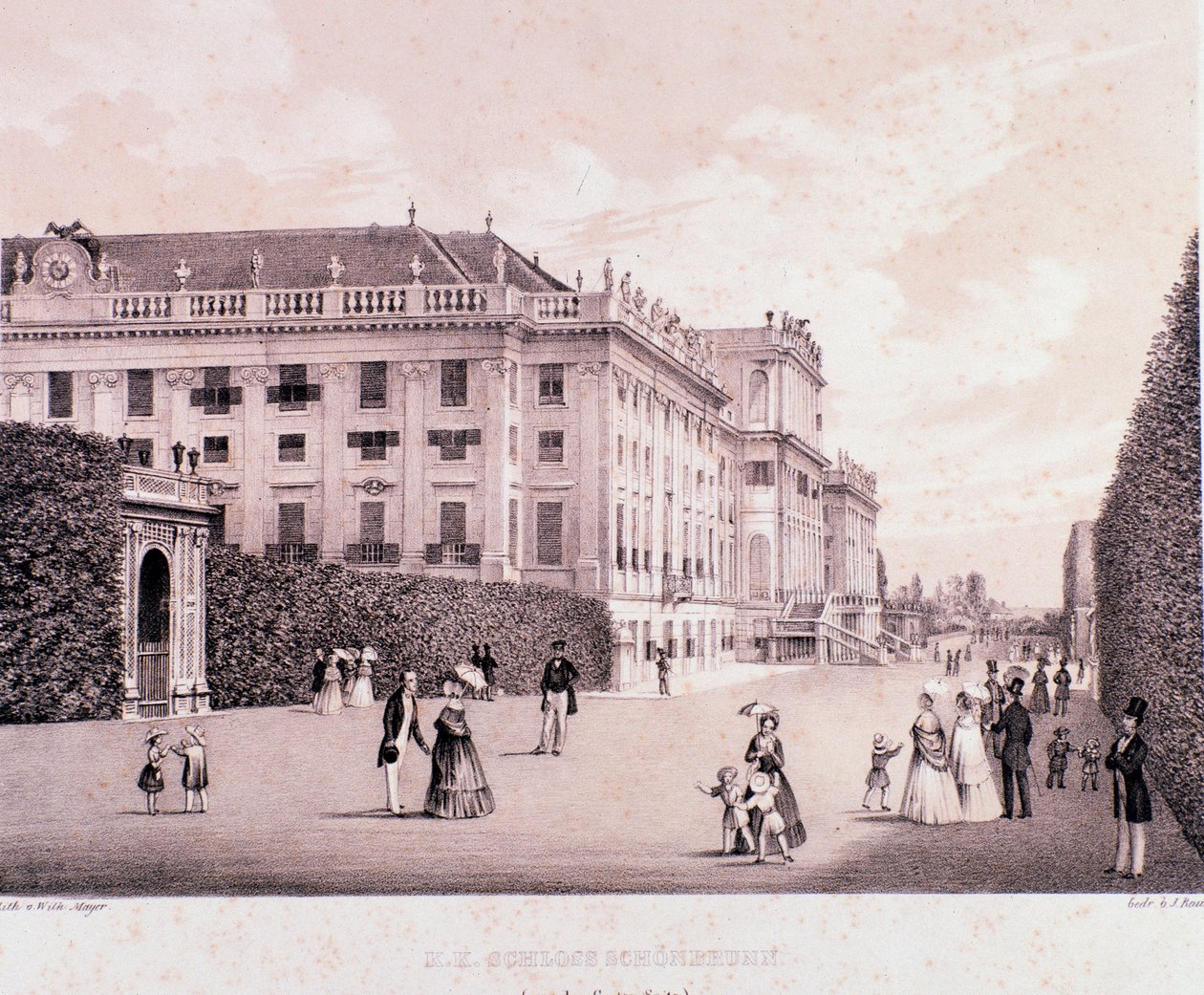 Passeggiatori nel parco del Palazzo di Schönbrunn a Vienna da Unknown artist