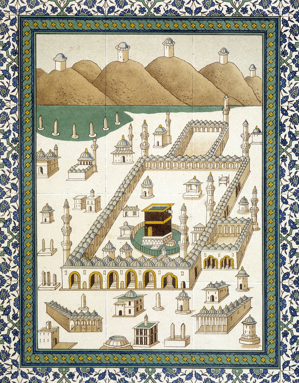 Maioliche murali: pannello che rappresenta la Kasbah (casbah) e i suoi dintorni (Mecca) - in 