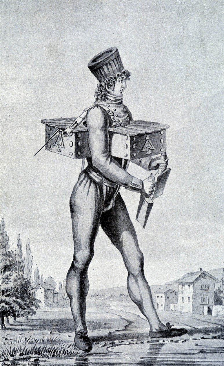 Abito da guerra del XIX secolo. Incisione del XIX secolo. da Unknown artist