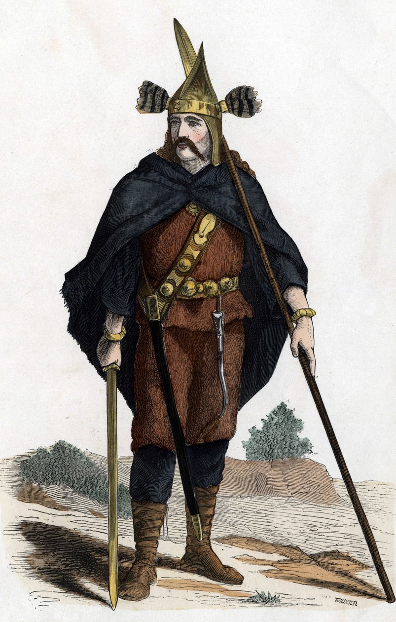 Guerriero, periodo delle armi di bronzo - in "Les Costumes civil et militaires des Français dans travers les siècles Paris F. Roy 1882" da Unknown artist