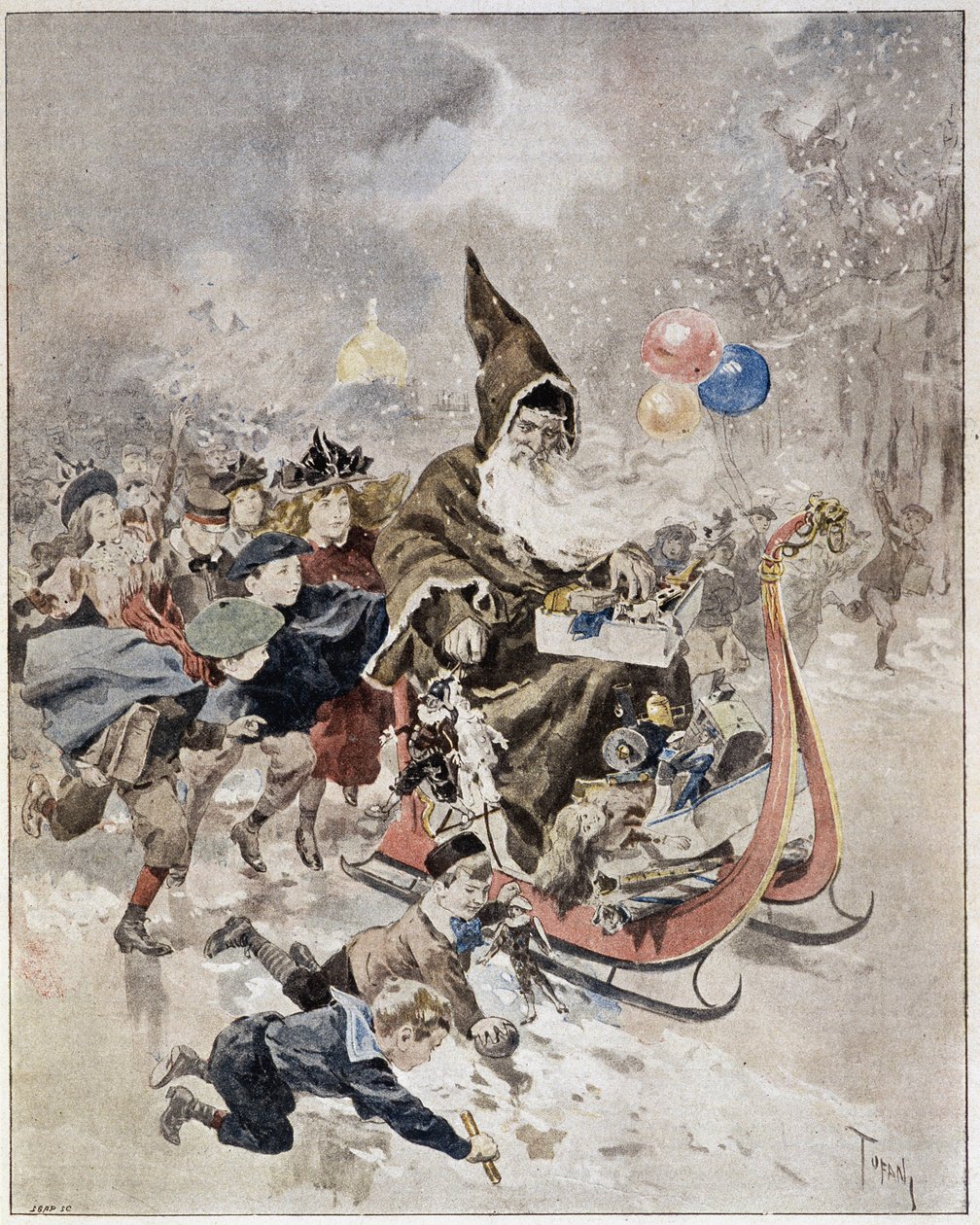 Acquerello raffigurante Babbo Natale. "The Illustrated World". 21/12/1895. da Unknown artist
