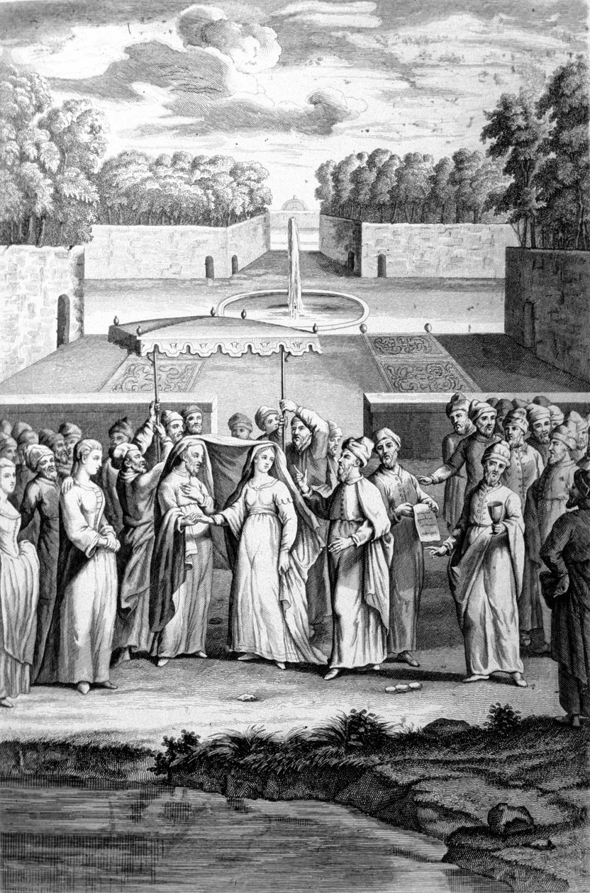 Matrimonio secondo il rito ebraico. Incisione del XIX secolo da Unknown artist