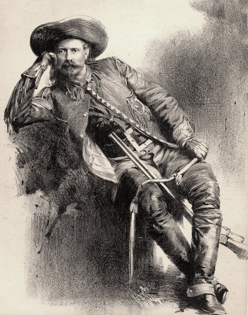 William Frederick Cody - Conosciuto come Buffalo Bill - Ritratto di Buffalo Bill (1846-1917), Colonnello William Cody - incisione da poster da Unknown artist