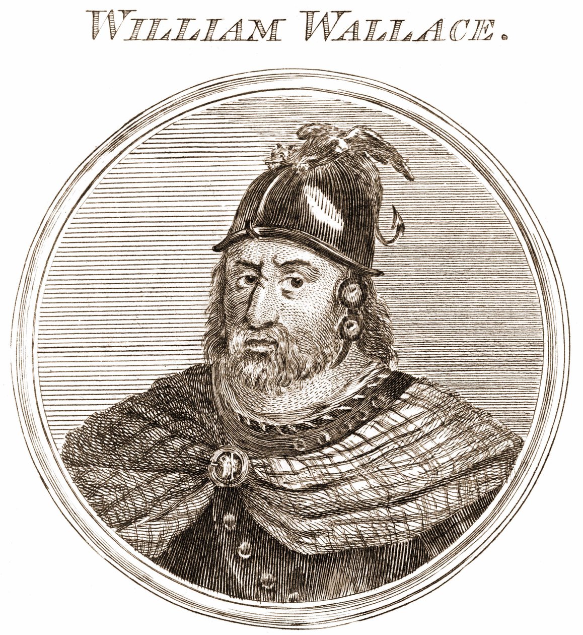 William Wallace. Capo scozzese 1270-1305. Incisione del XIX secolo da Unknown artist