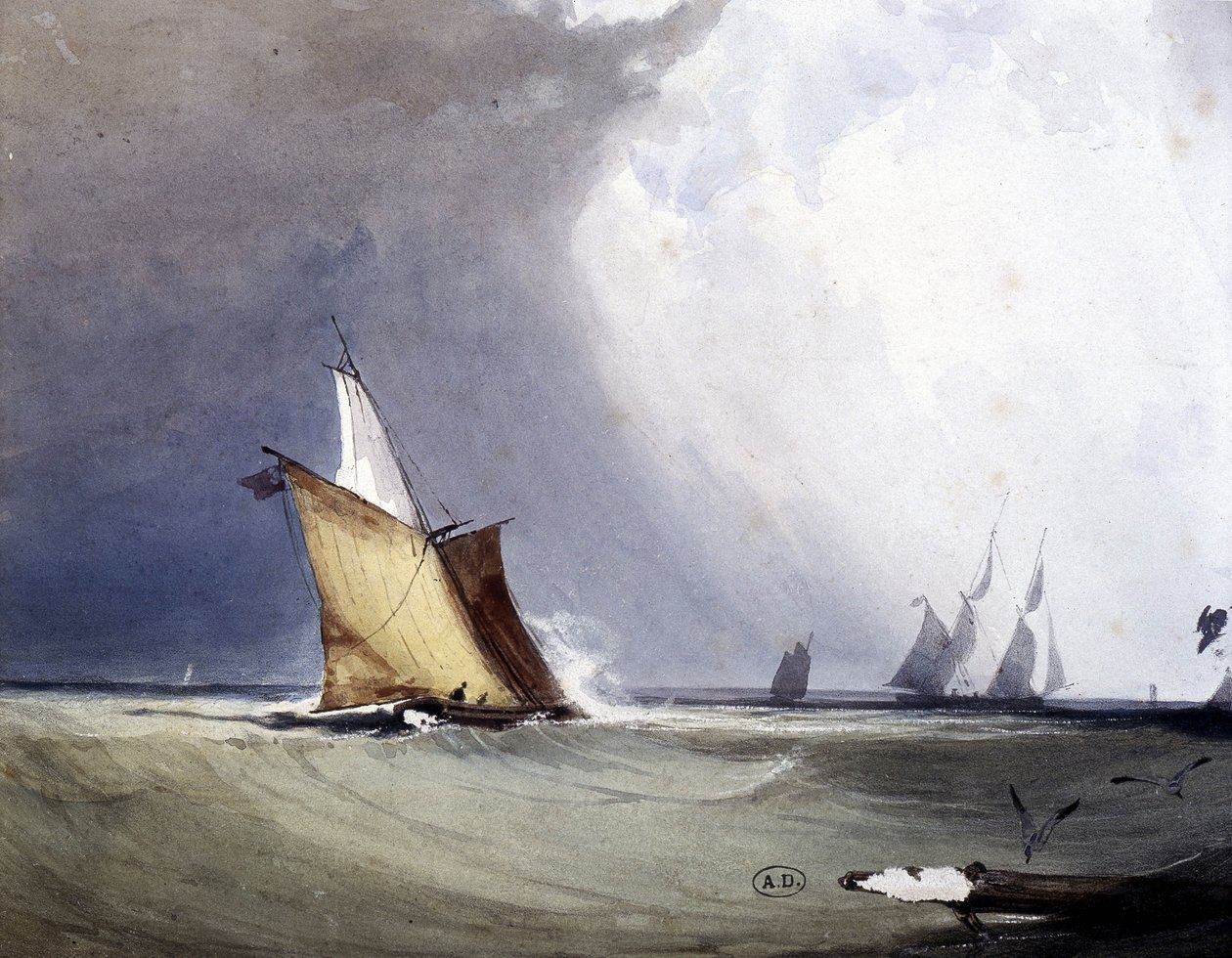 Yacht in mare, fine XIX secolo da Unknown artist