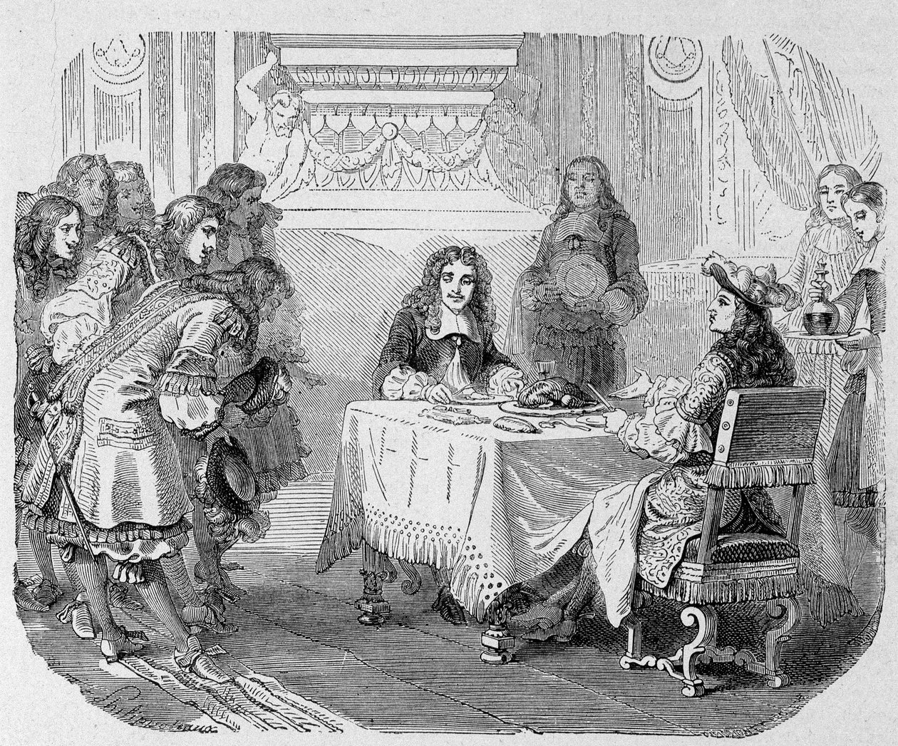 Mi vedete, signori, disse il re, è occupato a mangiare Molière: Luigi XIV e Molière a tavola - in "Paris through the centuries" da Unknown artist