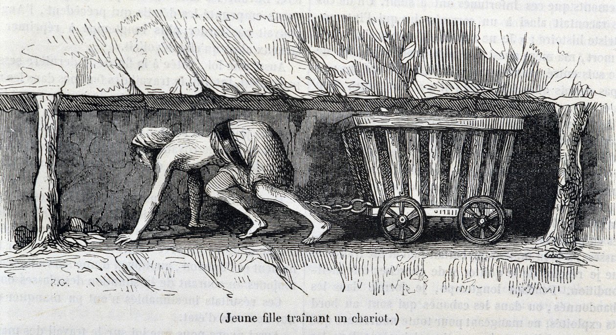 Giovane ragazza che lavora nelle miniere di carbone in Inghilterra da Unknown artist
