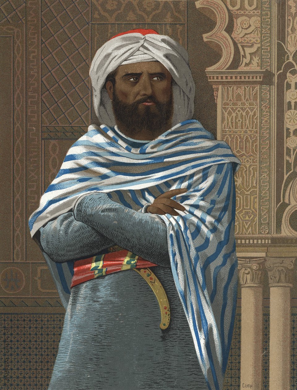 Ritratto di Abd ar-Rahman I. soprannominato ad-Dakhil, "il Fuggitivo" (731 a Cordova, 788). Emiro di Cordova (756-788) dopo hombres y Mujeres. Barcellona 1877 da Unknown artist