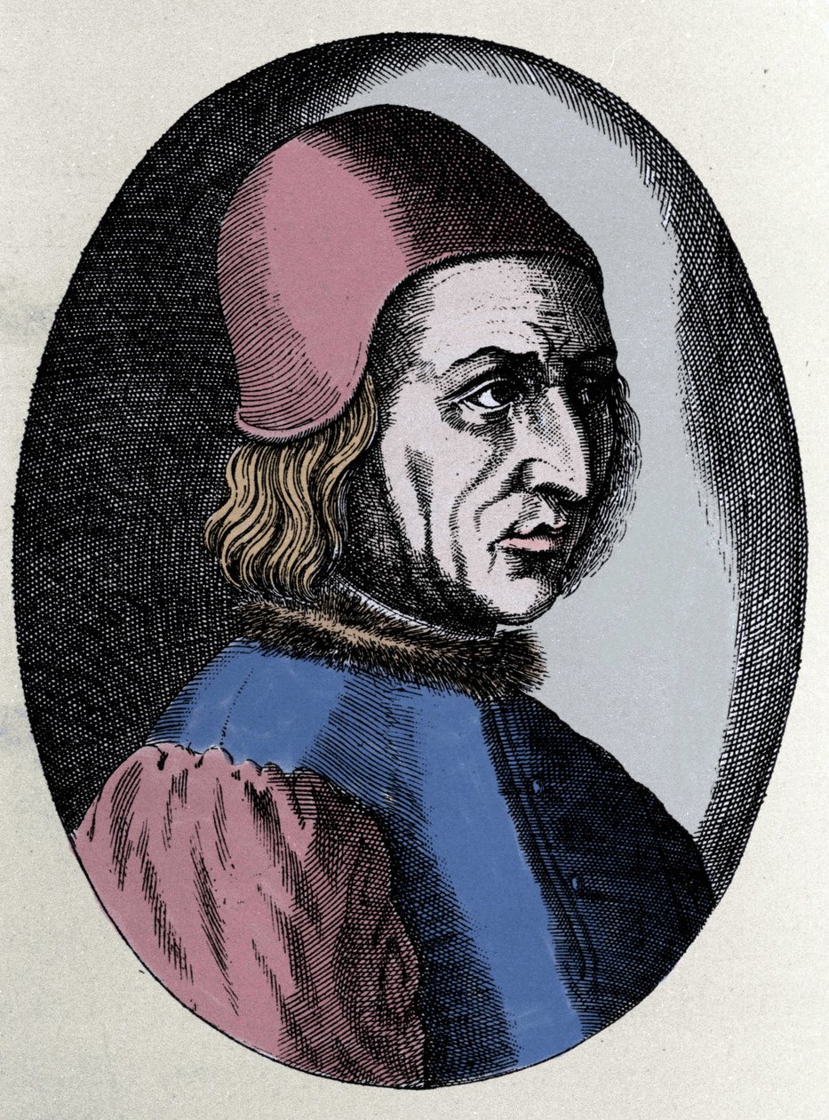 Ritratto di Angelo Poliziano, umanista italiano (1454-1494). In “Virorum Doctorum effigies” di Filippo Galli da Unknown artist