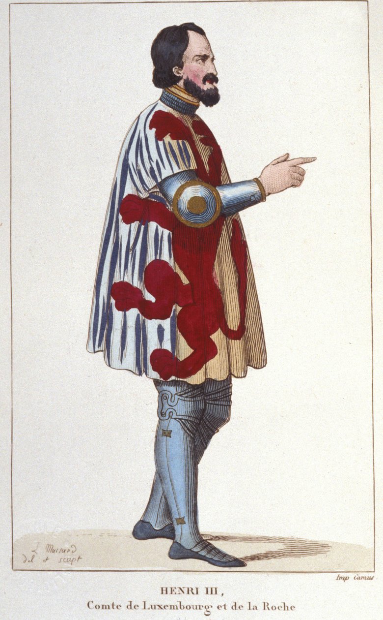 Ritratto di Enrico III Conte di Lussemburgo (1247 - 1284). Incisione del 1830 da Unknown artist