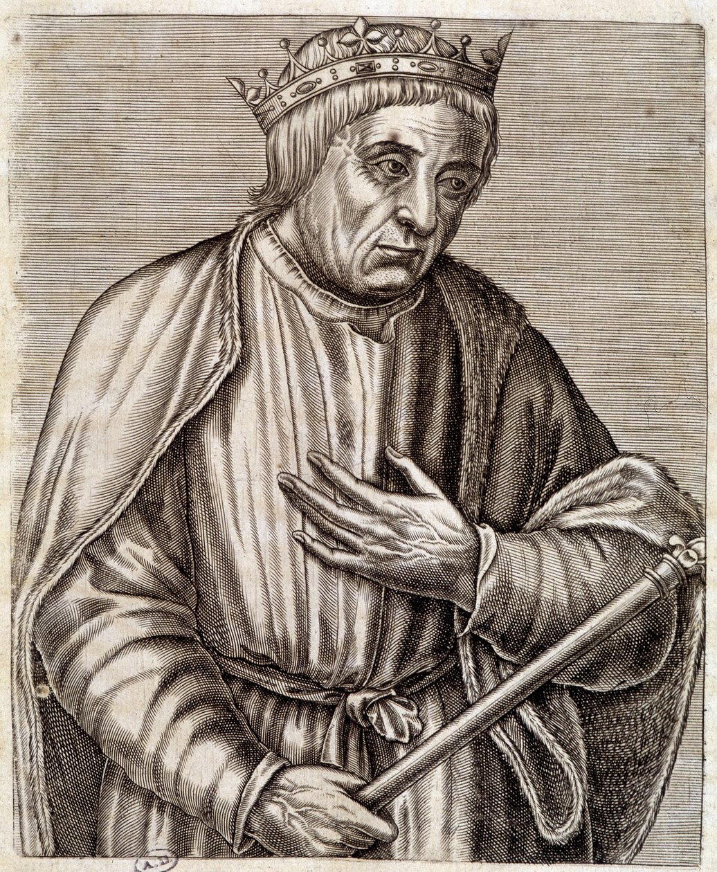 Ritratto del re di Polonia Casimiro III il Grande. 1310-1370. incisione del XVII secolo da Unknown artist