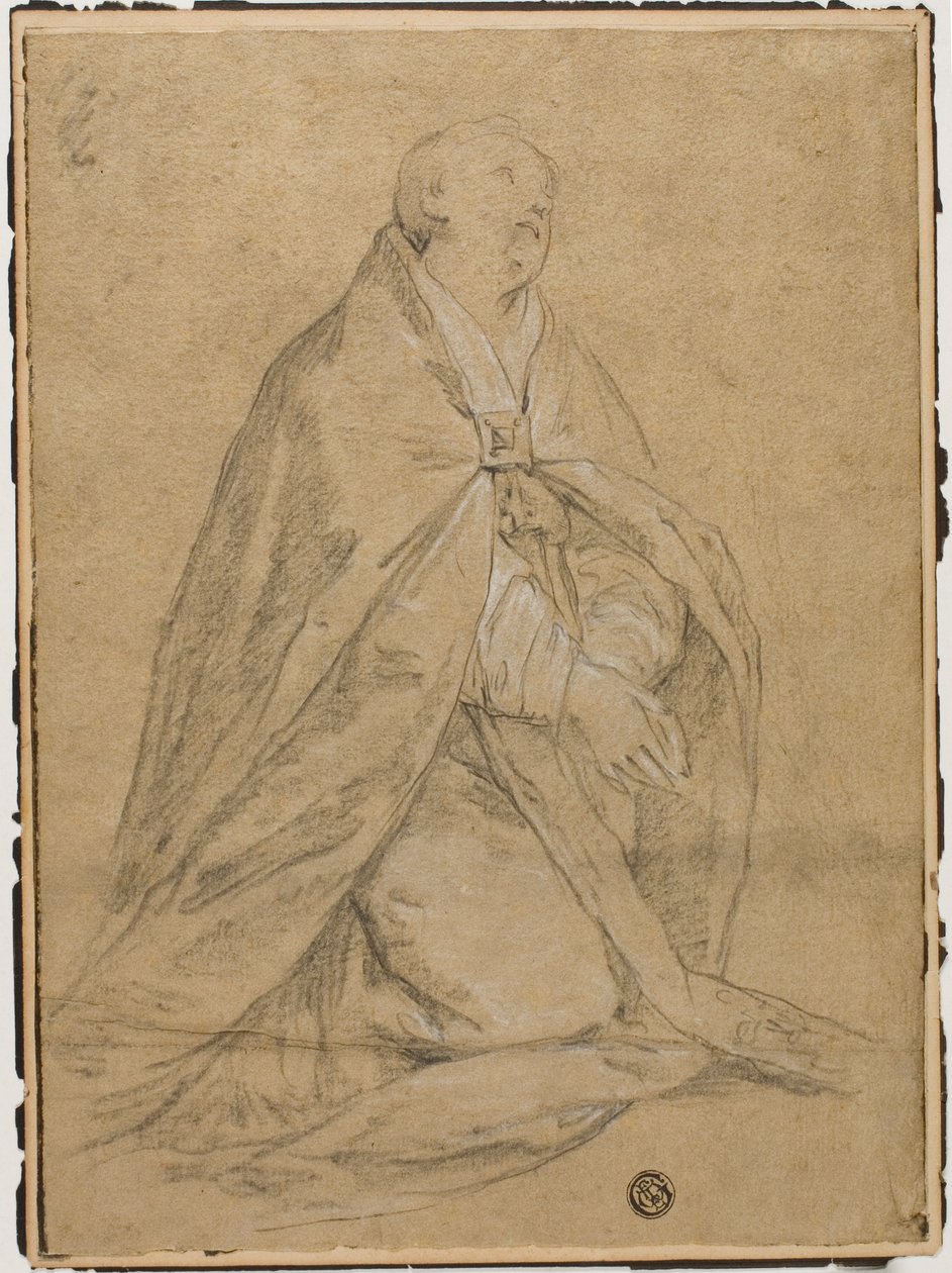 Santo ecclesiastico inginocchiato da Unknown Florentine