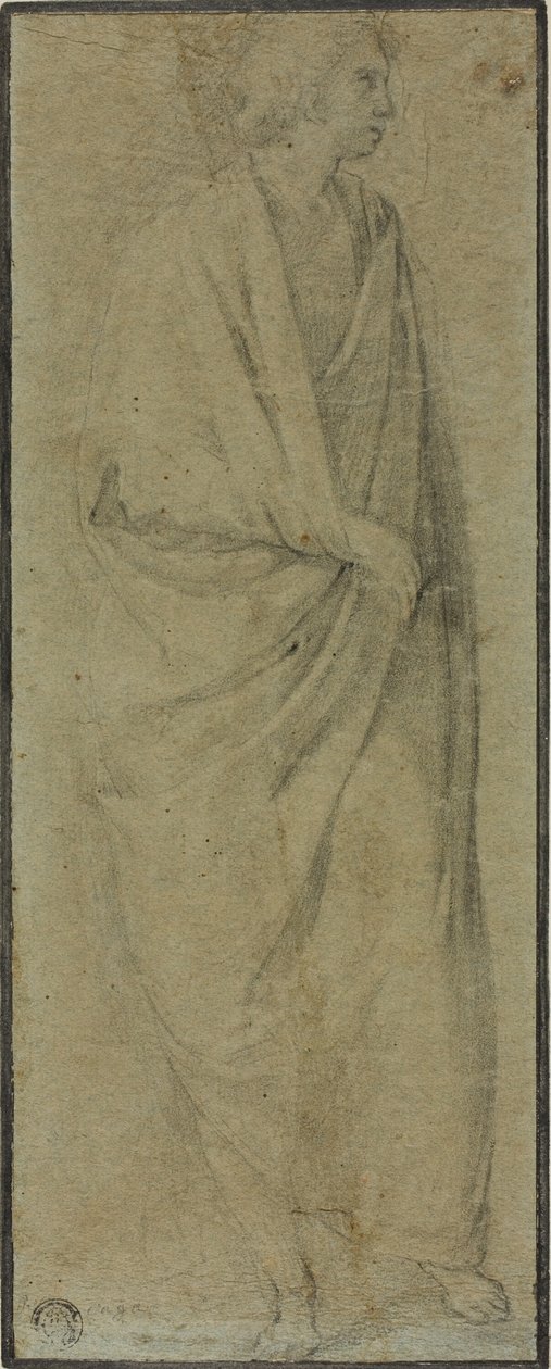 Figura maschile panneggiata in piedi da Unknown Florentine