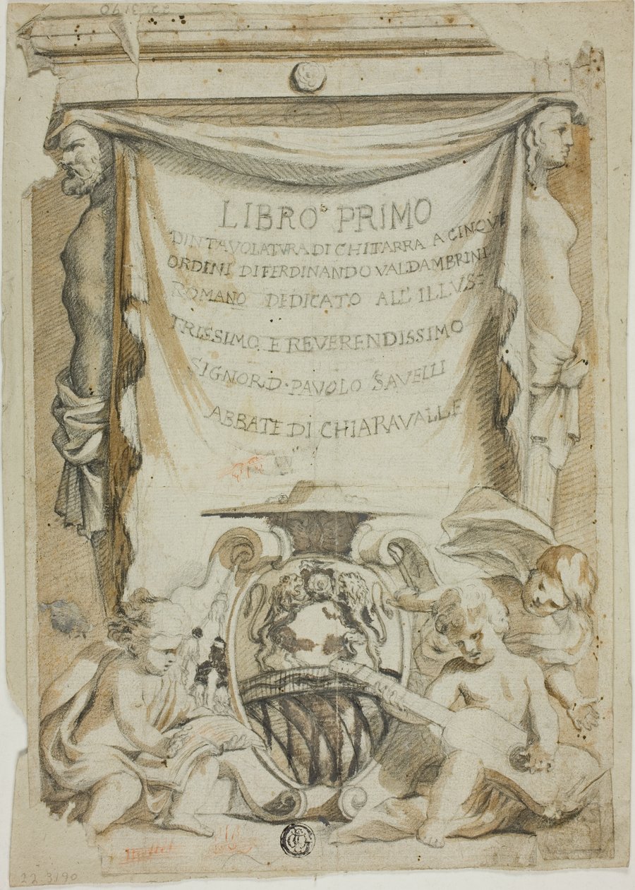 Progetto di frontespizio per manuale di chitarra di Ferdinando Valdambrini da Unknown Italian