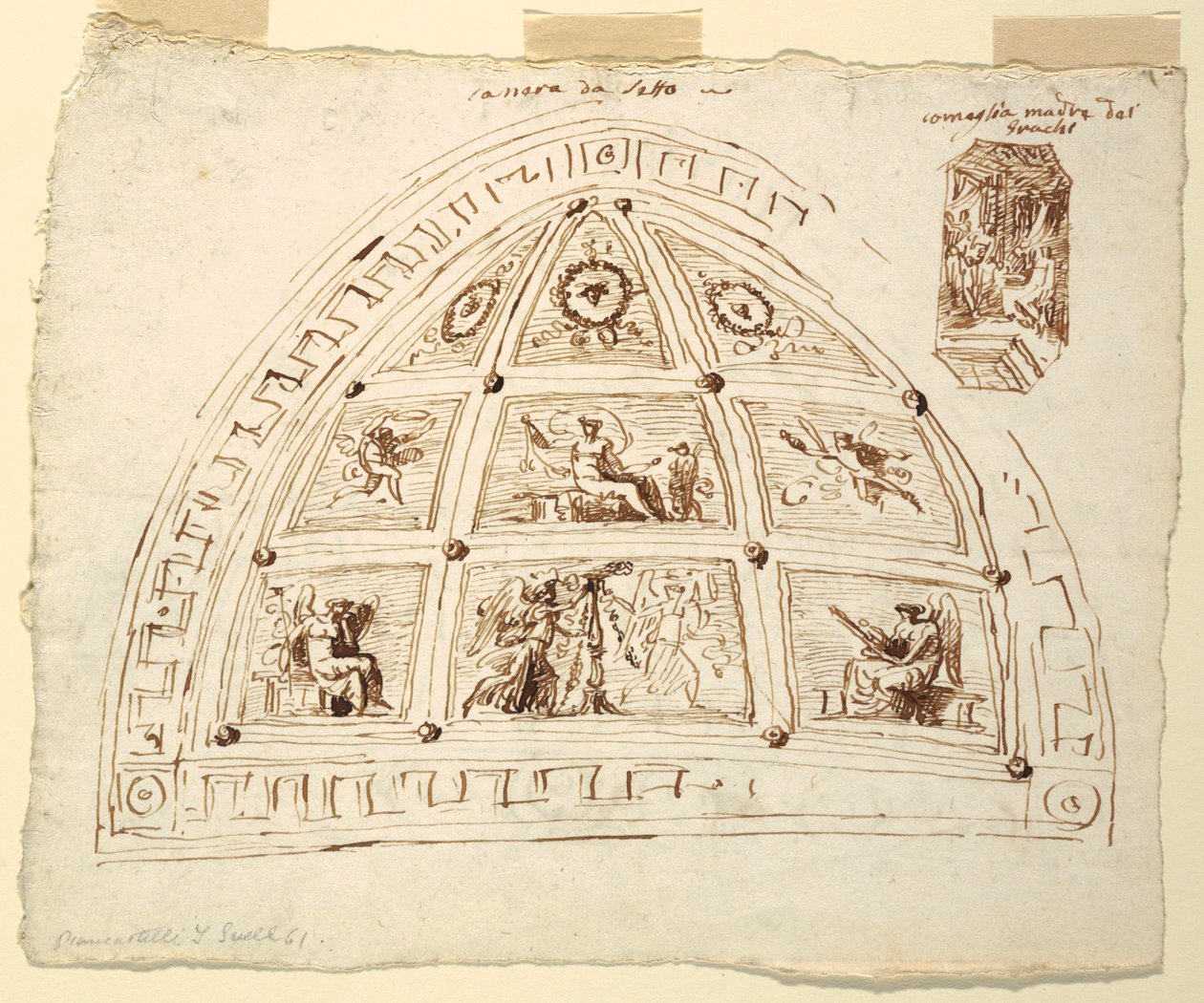 Drawing, Ceiling Vault Decoration, Camera da Letto, Sala di Cornelia di Palazzo Cavina, Faenza, 1816 da Unknown artistUnknown artist