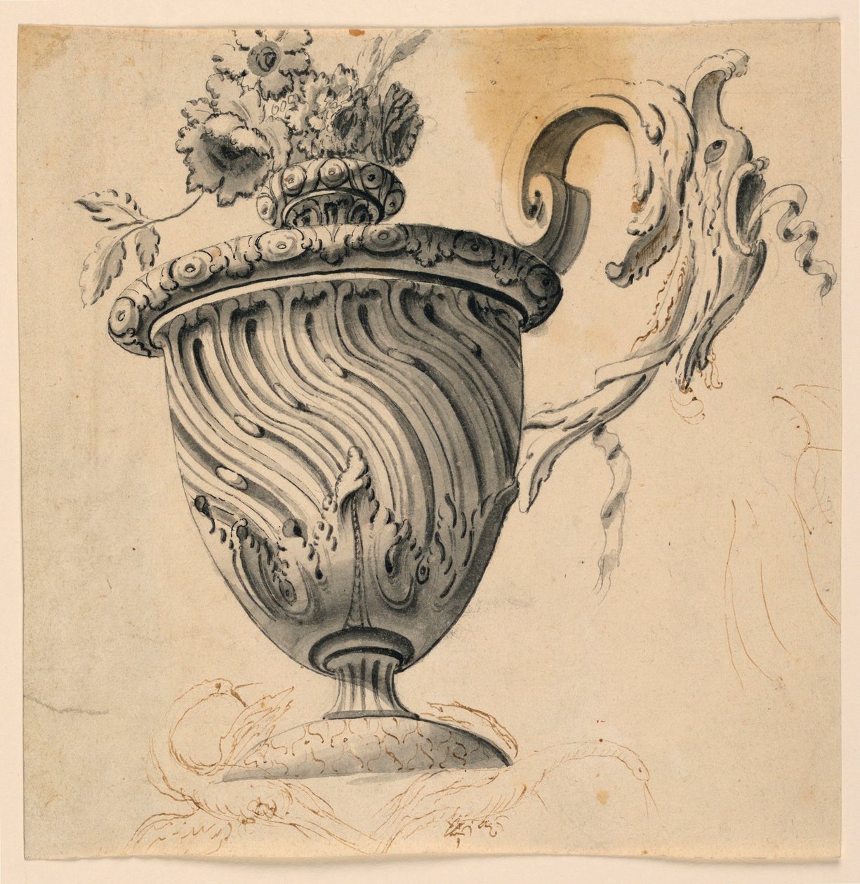 Disegno, dipinto sul soffitto e vaso di fiori, 1725-50 ca. da Unknown artistUnknown artist