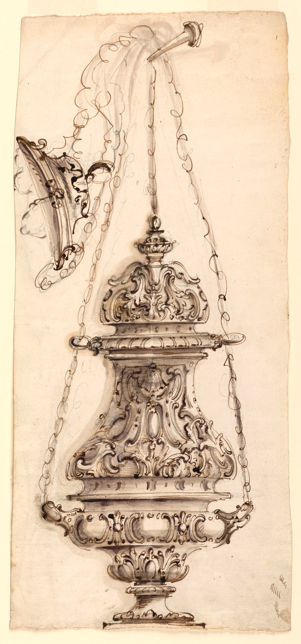 Disegno, incensiere, 1730-60 da Unknown artistUnknown artist