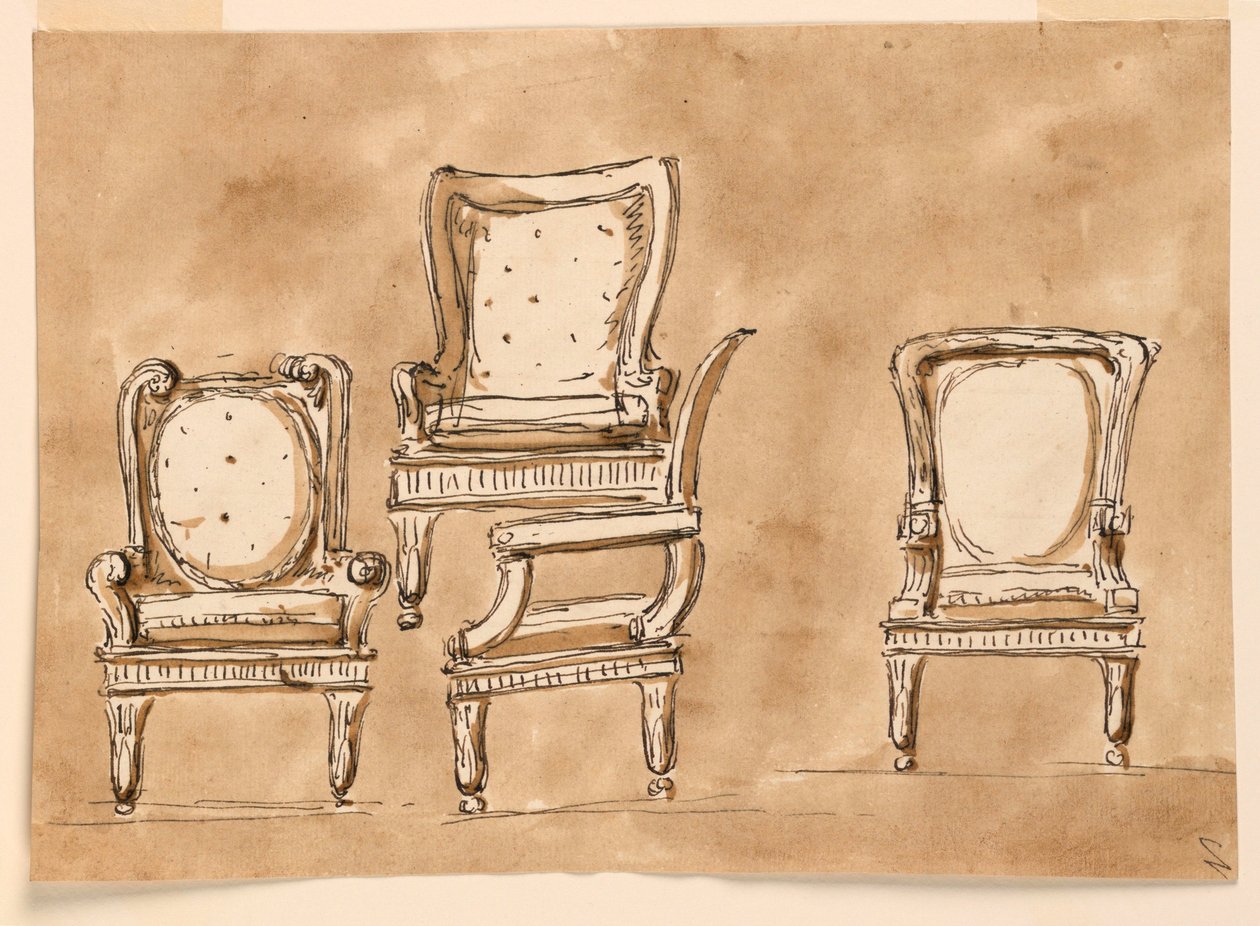 Disegno, Sedie, 1780-90 da Unknown artistUnknown artist