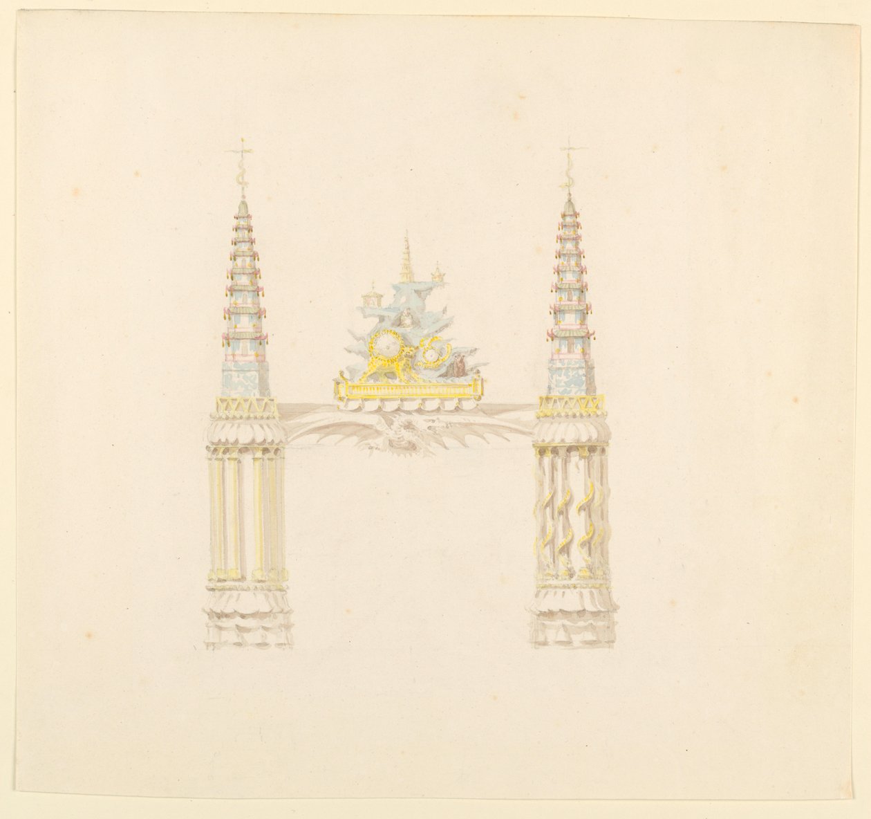 Disegno, Camino, parete ovest della sala della musica, 1820 ca. da Unknown artistUnknown artist