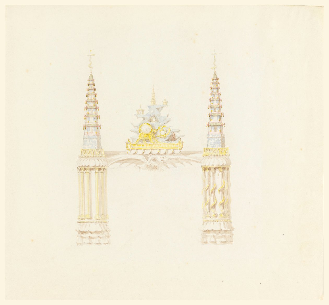 Disegno, Camino, parete ovest della sala della musica, 1820 ca. da Unknown artistUnknown artist