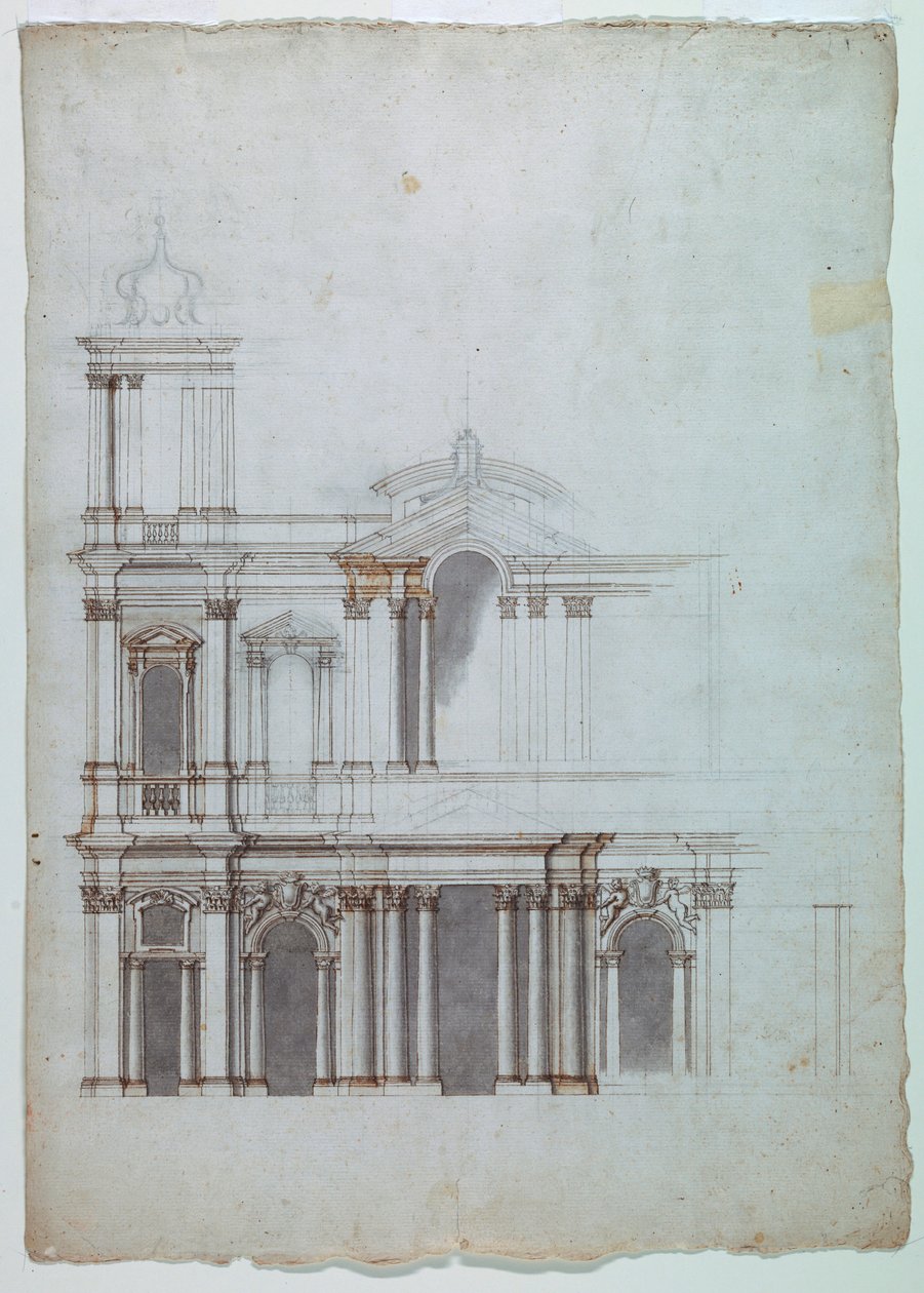 Disegno, facciata di una chiesa, XVIII secolo da Unknown artistUnknown artist