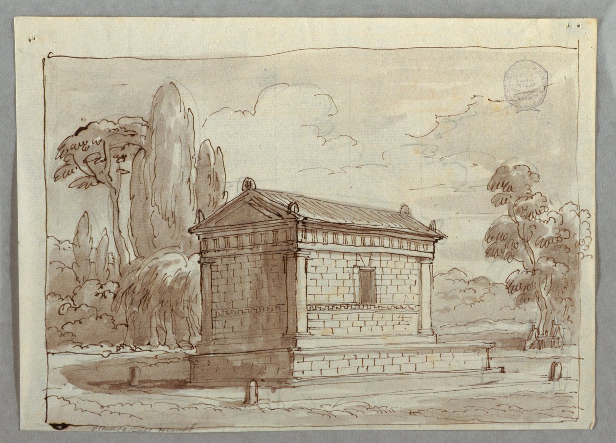Disegno, Tempio classico in un paesaggio, 1805 ca. da Unknown artistUnknown artist