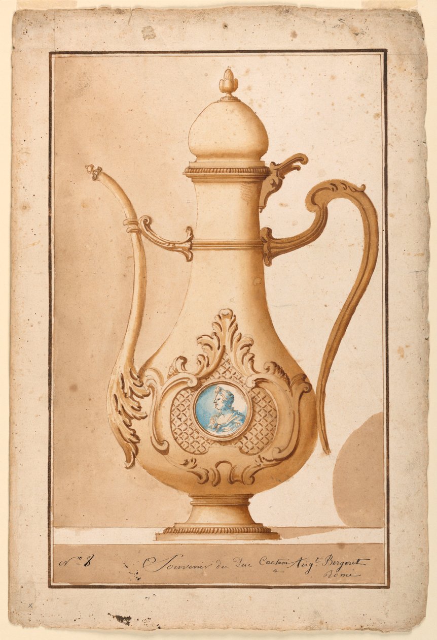 Disegno, Caffettiera con medaglione smaltato, 1700-1725 da Unknown artistUnknown artist
