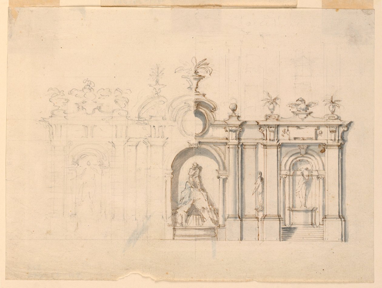 Disegno, Colonnato con fontana, 1770 ca. da Unknown artistUnknown artist