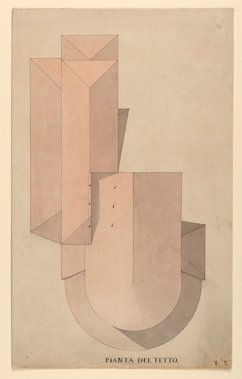 Disegno, Progetto di concorso per La Fenice, Venezia: Pianta del tetto, 1788 da Unknown artistUnknown artist