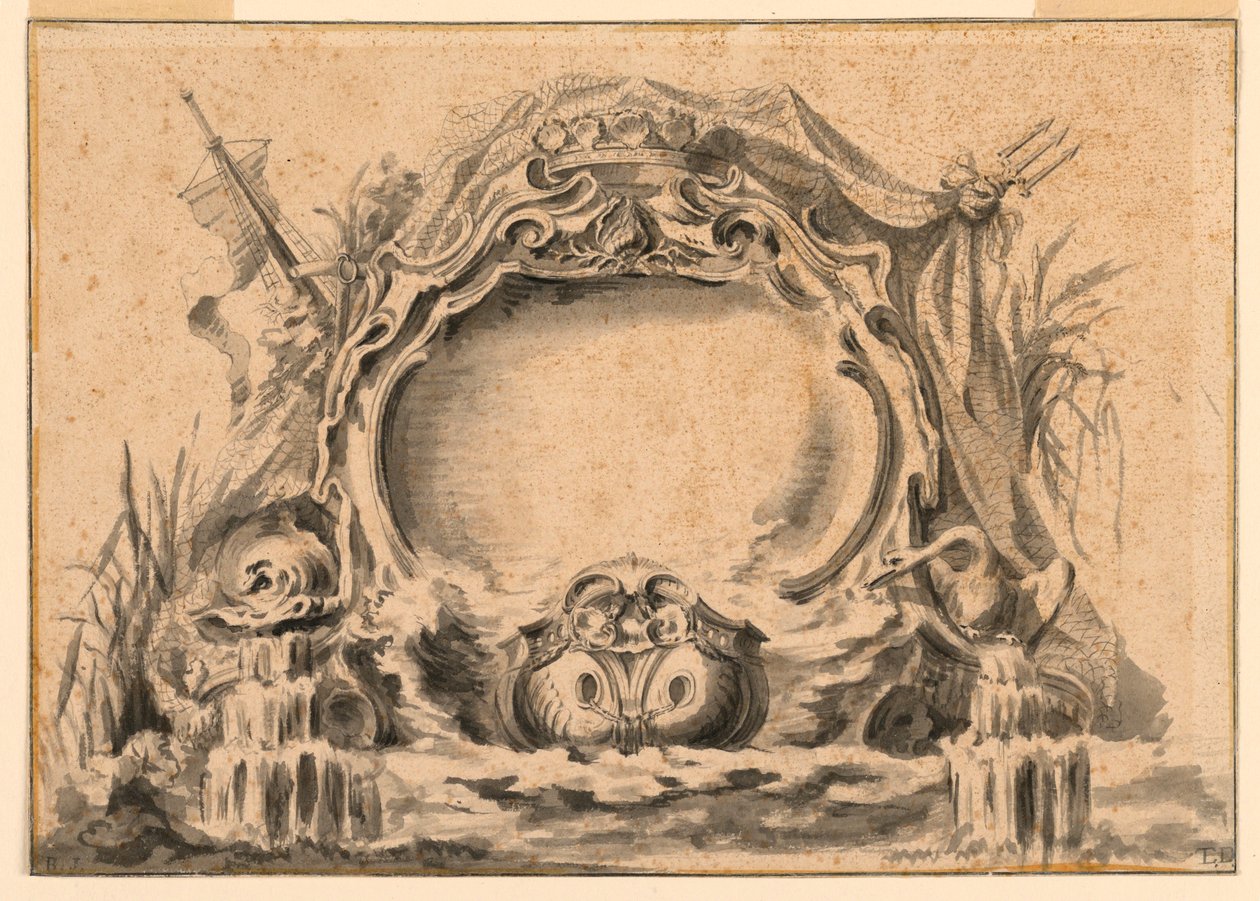 Disegno, copia di uno scudo in una delle pubblicazioni di fetes, 1740 ca. da Unknown artistUnknown artist