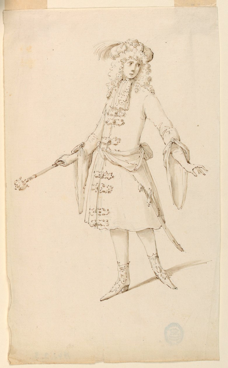 Disegno, Costume di scena: Un nobile, un re o un principe per un balletto, 1720 ca. da Unknown artistUnknown artist