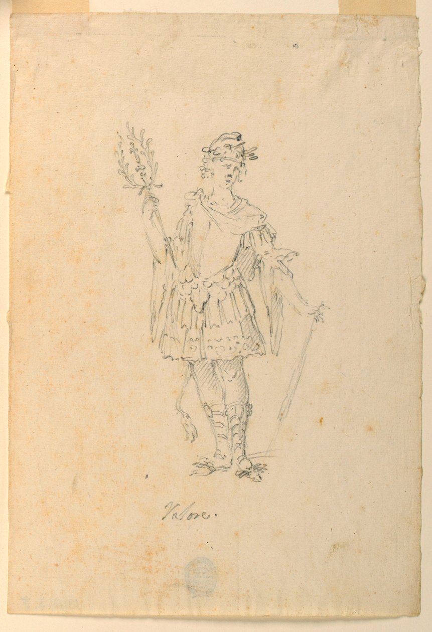 Disegno, Costume di scena: Valore per un balletto, 1720 ca. da Unknown artistUnknown artist