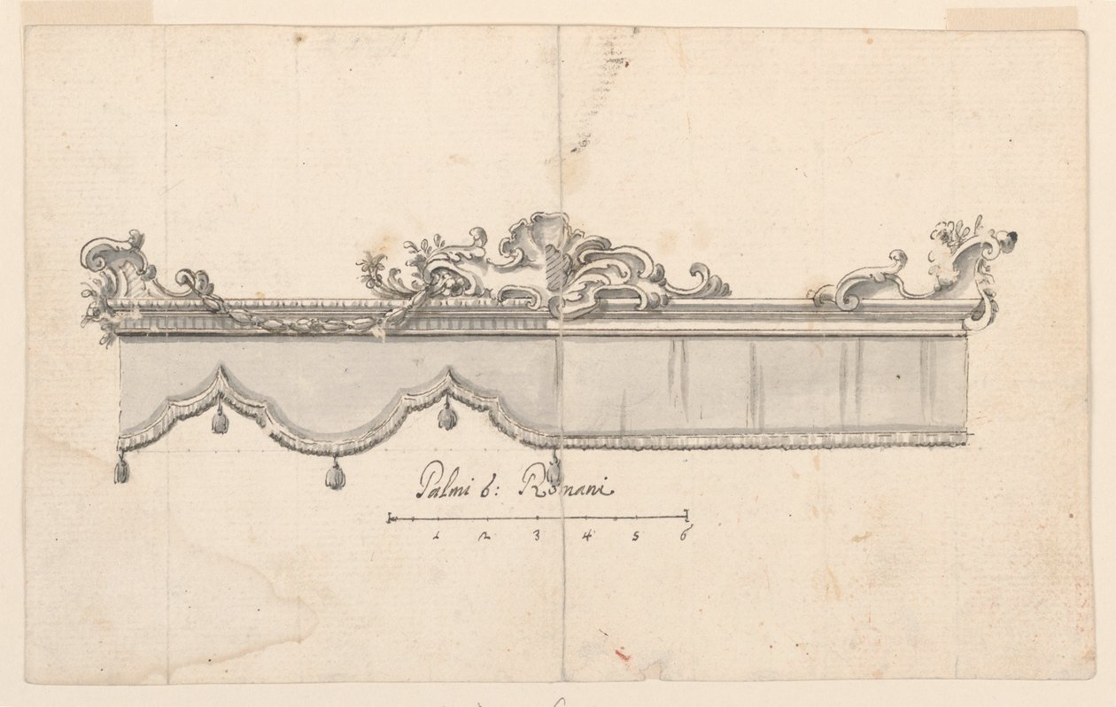 Disegno, Crestomazia di un baldacchino (V: schizzi di figure), 1750-75 ca. da Unknown artistUnknown artist