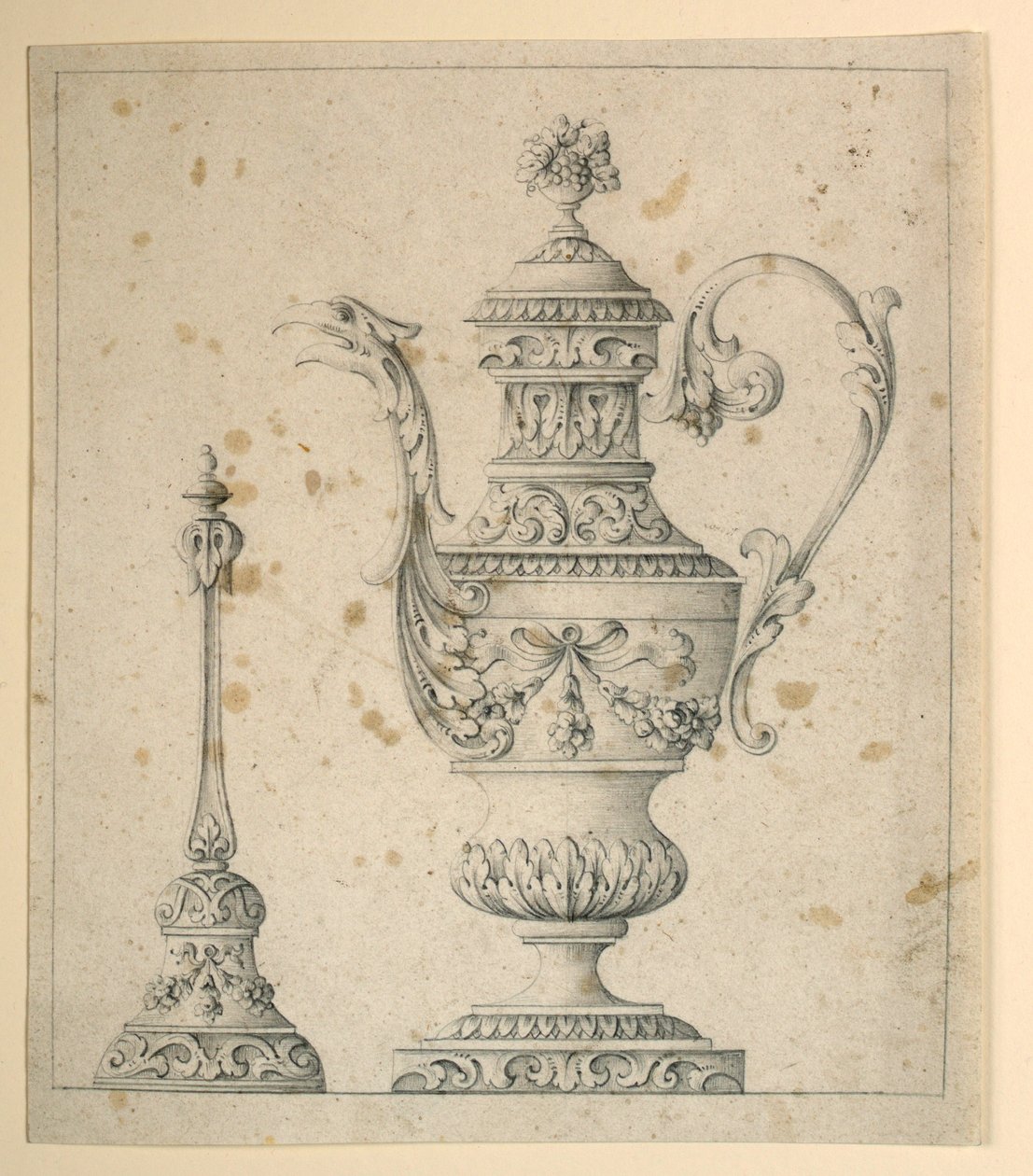 Disegno, brocca decorata e campana a mano, 1860-80 da Unknown artistUnknown artist