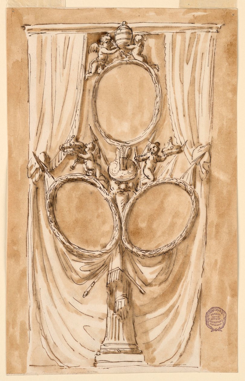 Disegno, decorazione per il ritratto di Papa Pio VI e della coppia reale, 1790 ca. da Unknown artistUnknown artist