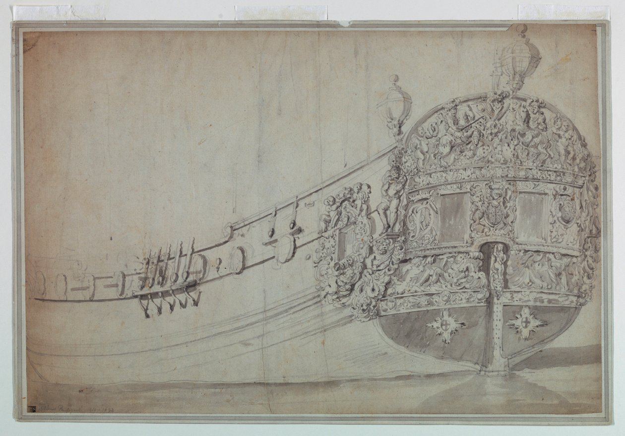 Disegno, progetto decorativo per la poppa di una nave, 1705 ca. da Unknown artistUnknown artist
